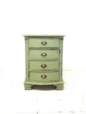 Vintage French Green Shabby Chic Rustic Provincial Bow Front Chest of Drawers