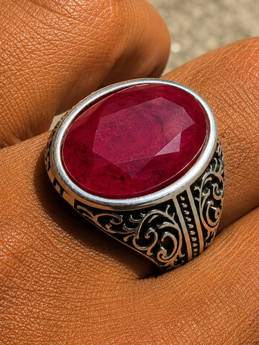 Mens real red ruby - mens, ring