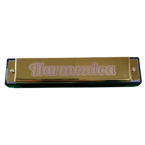 Gold harmonica musical - gold,