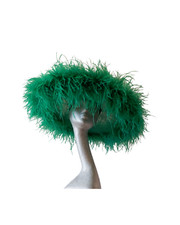 TWO TONE EMERALD GREEN EXTRA LARGE OSTRICH FEATHER HAT ASCOT WEDDING