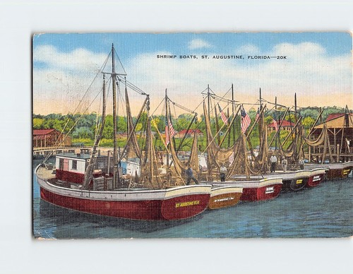 Postcard shrimp boats - postcard,