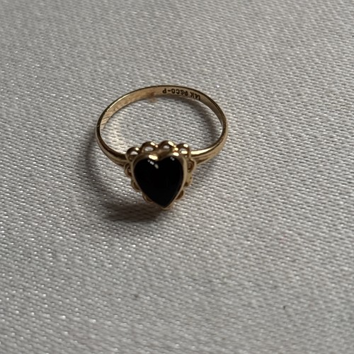 Vintage onyx black heart 14k - onyx,