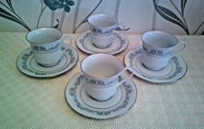 Crown Ming, Windsor - Set of 4 Duo's - Fine China Jian Shiang - 4 Cups 4 Saucers