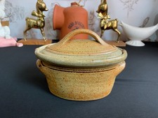 A & J Young Studio Pottery Stoneware 'Brown Range' Lidded Pate Pot / Butter Dish