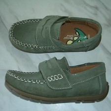 Next Boys Green Suede Loafers Dress Shoes Wedding Suit UK 10 G Eur 28 Worn Once