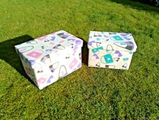Colourful Handbag Design Fabric Canvas Covered Small & Medium Storage Boxes Two
