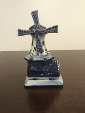 Vintage Delft Porcelain Hand Painted Windmill With Spinning Blades
