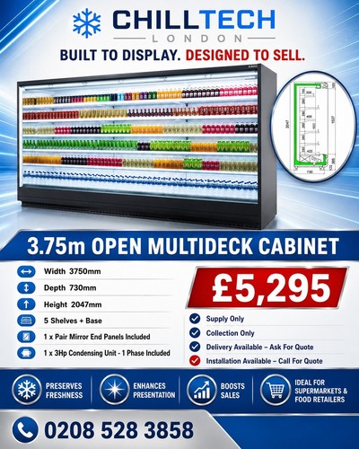 Commercial open display fridge - open,