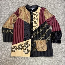 Indigo Moon Womens Long Sleeve Button Up Jacket Embroidered Paisley Baroque Uk M