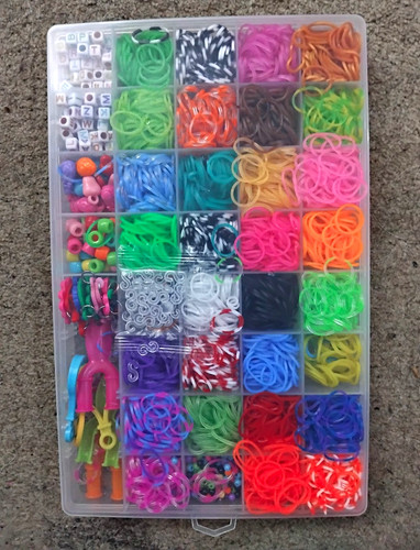 Rainbow rubber loom bands - rubber,