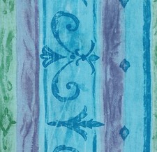 Vintage 90s Border | Aqua Blue Green Purple Mix | Curtains D53" W70"