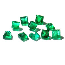 10pcs Natural Colombian Emerald Square Cut 1.5-1.7mm Unheated Super Green Gems