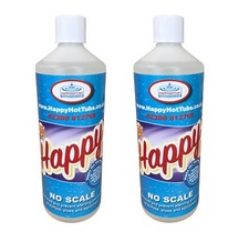 2 x 1 Litre Happy Hot Tub No Scale Inhibitor Limescale Remover Tubs Spas Away 