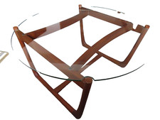Danish glass top coffee table by peter hvidt & orla molgaard nielsen