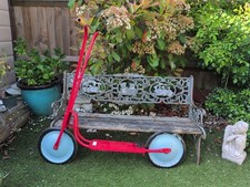 VINTAGE TRIANG STYLE SCOOTER – METAL WHEELS – RED & BLUE – RETRO RIDE-ON TOY