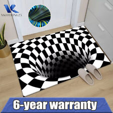 3D Carpet Bottomless Hole Optical Illusion Area Rug Square Checkered Vortex