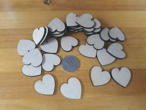 40x wooden heart shapes laser - 40x,