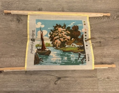 Wooden needlepoint tapestry - wooden, needlepoint/tapestry