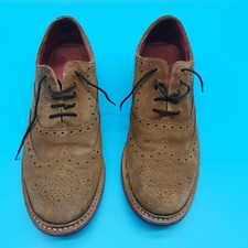Samuel Windsor Men's Suede Leather Brogue Derby Shoes Size 10 UK Brown Tan Wingt