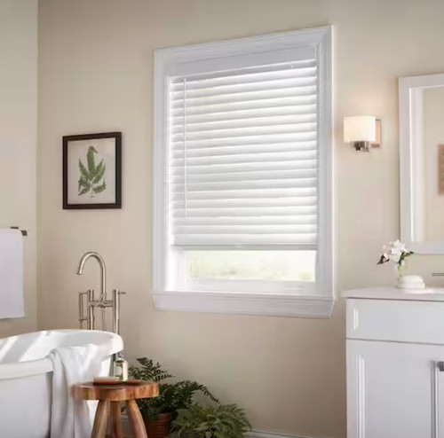 Faux wood blinds white - blinds,
