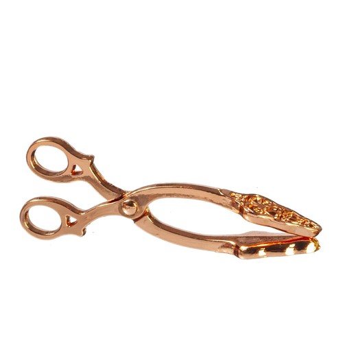 Dolls house copper tongs large - tongs,
