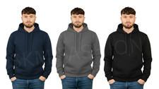 Mens pullover hoodie fleece sweatshirt plain hooded hoody jumper soft comfy top