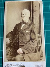 CDV Card Photograph Older Man Bow Tie Mathews & Son Ryde Isle of Wight c1884 