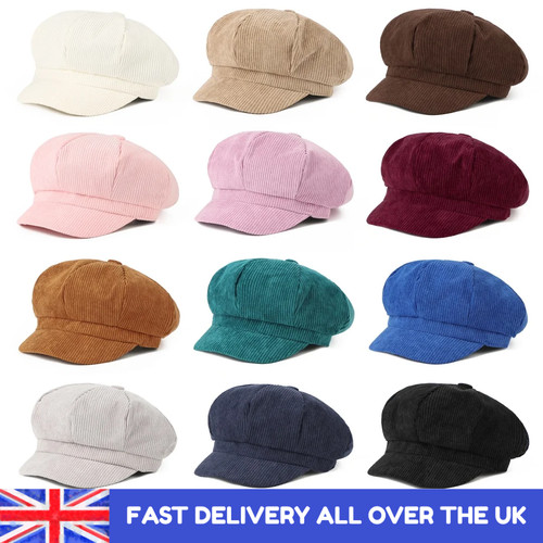 Ladies corduroy baker boy hat - boy,