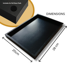 Black Wooden Tray 28 x 20 x 2cm with felt protection base pads [Slight Defects]