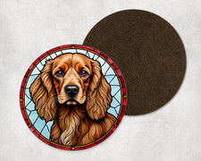 Beautiful Cocker Spaniel Dog Stained Glass Round Coaster Tea Coffee Present Gift