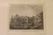 1831 VINTAGE B/W  ENGRAVING  MERTON GRANGE 29cms by 24cms P225