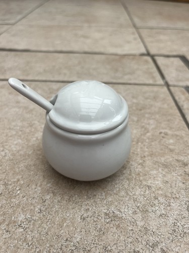 White ceramic honey mustard - ceramic,