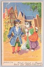 French Cat Opera Postcard MANON Musketeer Costume M.D. Paris Posted 1947