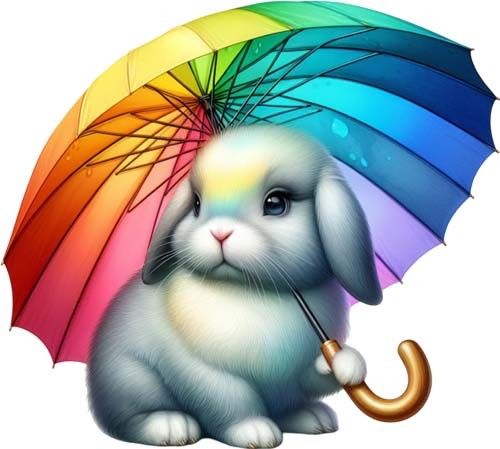 Easter bunny rainbow umbrella - rainbow,