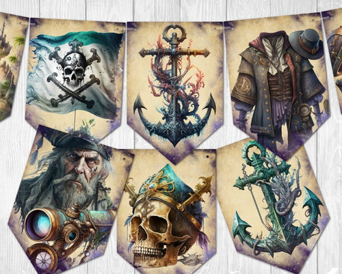 Pirate bunting banner ribbon - bunting/banner, &