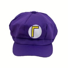 Purple Waluigi Cap Fancy Dress Game Super Mario Villain Plumber Costume