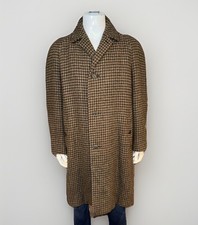 Vintage Burberrys Tweed Wool Overcoat Long Size 37 Inch Chest (Tagged Size 40R)