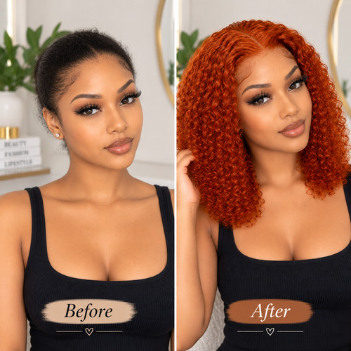 Orange ginger curly - ginger, bob