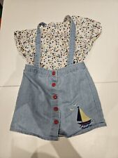 Little Bird Skirt with braces denim with boat detail, matching blouse 6-7 years