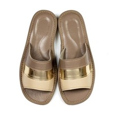 Womens Ladies Slippers Home Shoes Natural Leather Beige Kapcie
