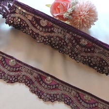  4+ Meters Fancy Mahogany Embroidery (Bridal Saree Sew On Trim Edge Border Lace