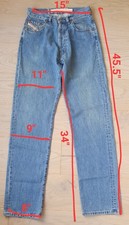 New Diesel Jeans 30 waist 34 leg Mens wide leg made in Italy