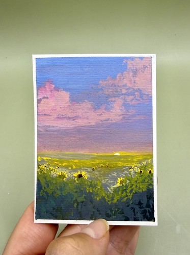 Aceo original mini - original, sunflower