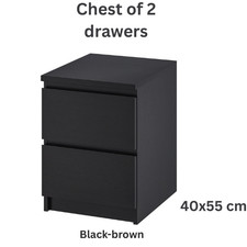 Ikea Malm Modern 2 Drawer Chest Bedside Table Bedroom Multi Colors  40x55 cm