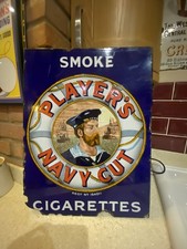 Original Enamel Sign Players Navy Cut