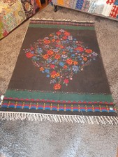 IAN SNOW BLACK FLORAL COTTON RUG. LARGE. 4FT X 6FT. NEW, NO TAGS. DISCONTINUED.