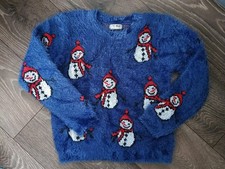 Girls Next  Christmas Snowmans fluffy jumper 9 years