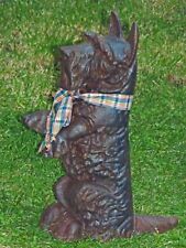 Large Vintage Black Cast Iron Scottie Dog Door Stop, Scottish Terrier