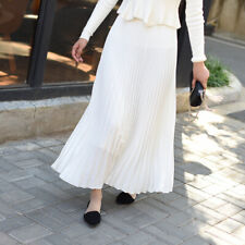 Layer Pleated Retro Spring Autumn Women Maxi Skirt Chiffon Double