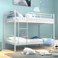 Costway Metal Twin Over Bunk Beds With Ladder And Full Length Guard Rails White